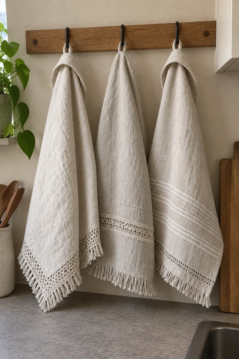 Linen tea towels, set of three