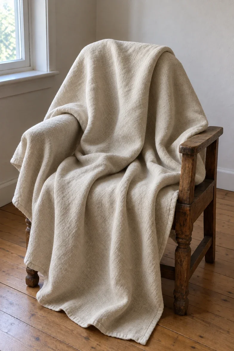 Stonewashed linen throw