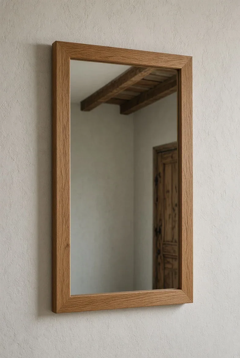 Oak-framed mirror