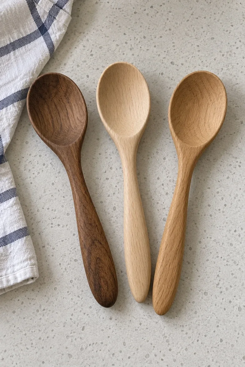 Wooden cooking spoons, set of three