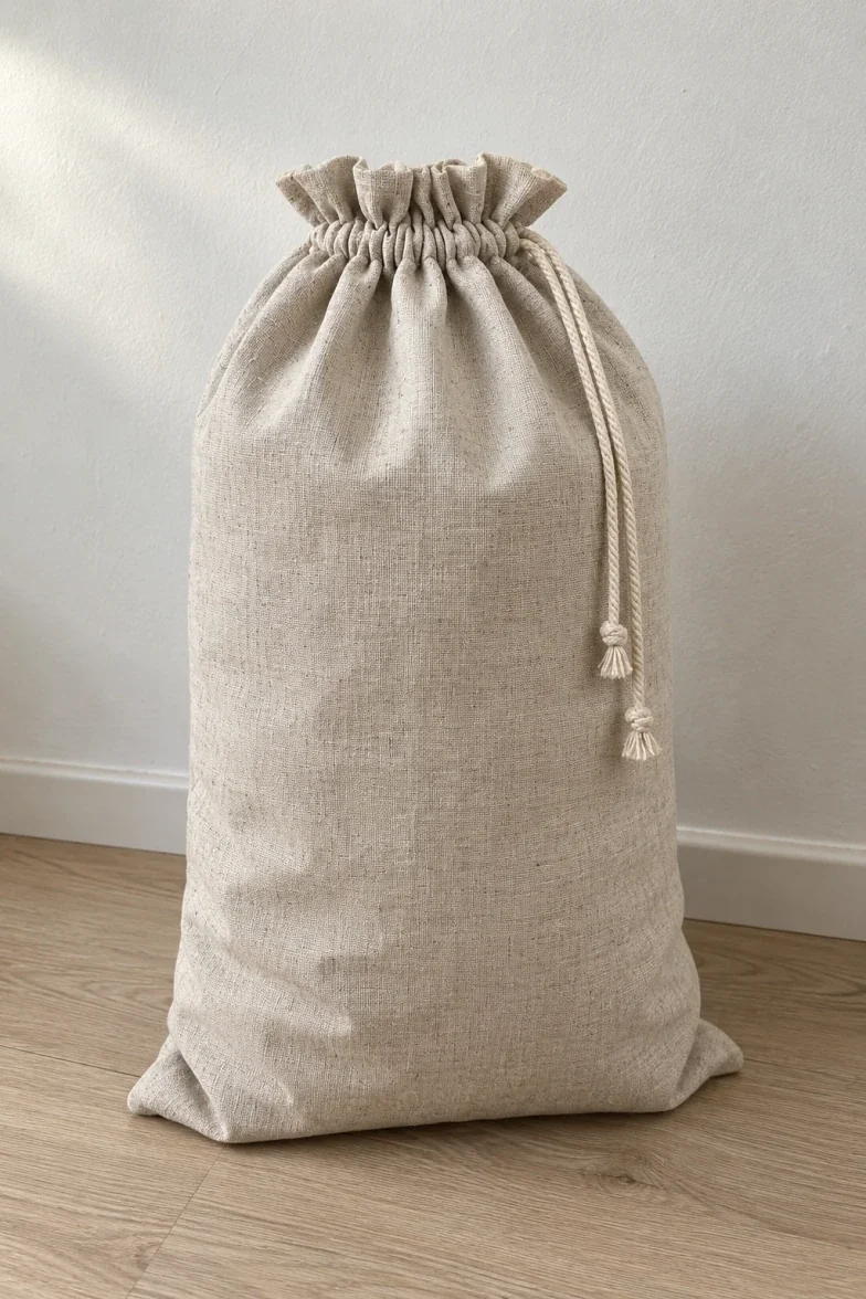 Linen laundry bag